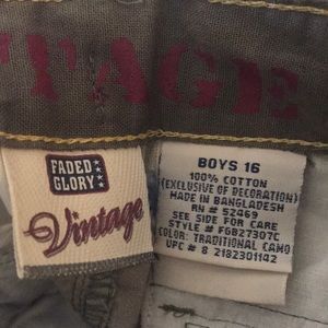 Faded Glory vintage boys size 16 shorts Camouflage